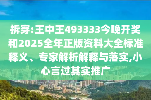 拆穿:王中王493333今晚開獎(jiǎng)和2025全年正版資料大全標(biāo)準(zhǔn)釋義、專家解析解釋與落實(shí),小心言過(guò)其實(shí)推廣