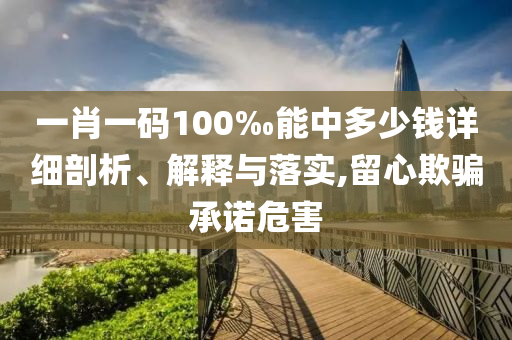 一肖一碼100‰能中多少錢詳細剖析、解釋與落實,留心欺騙承諾危害