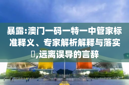 暴露:澳門一碼一特一中管家標準釋義、專家解析解釋與落實?,遠離誤導的言辭