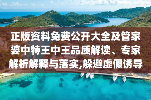 正版資料免費公開大全及管家婆中特王中王品質解讀、專家解析解釋與落實,躲避虛假誘導
